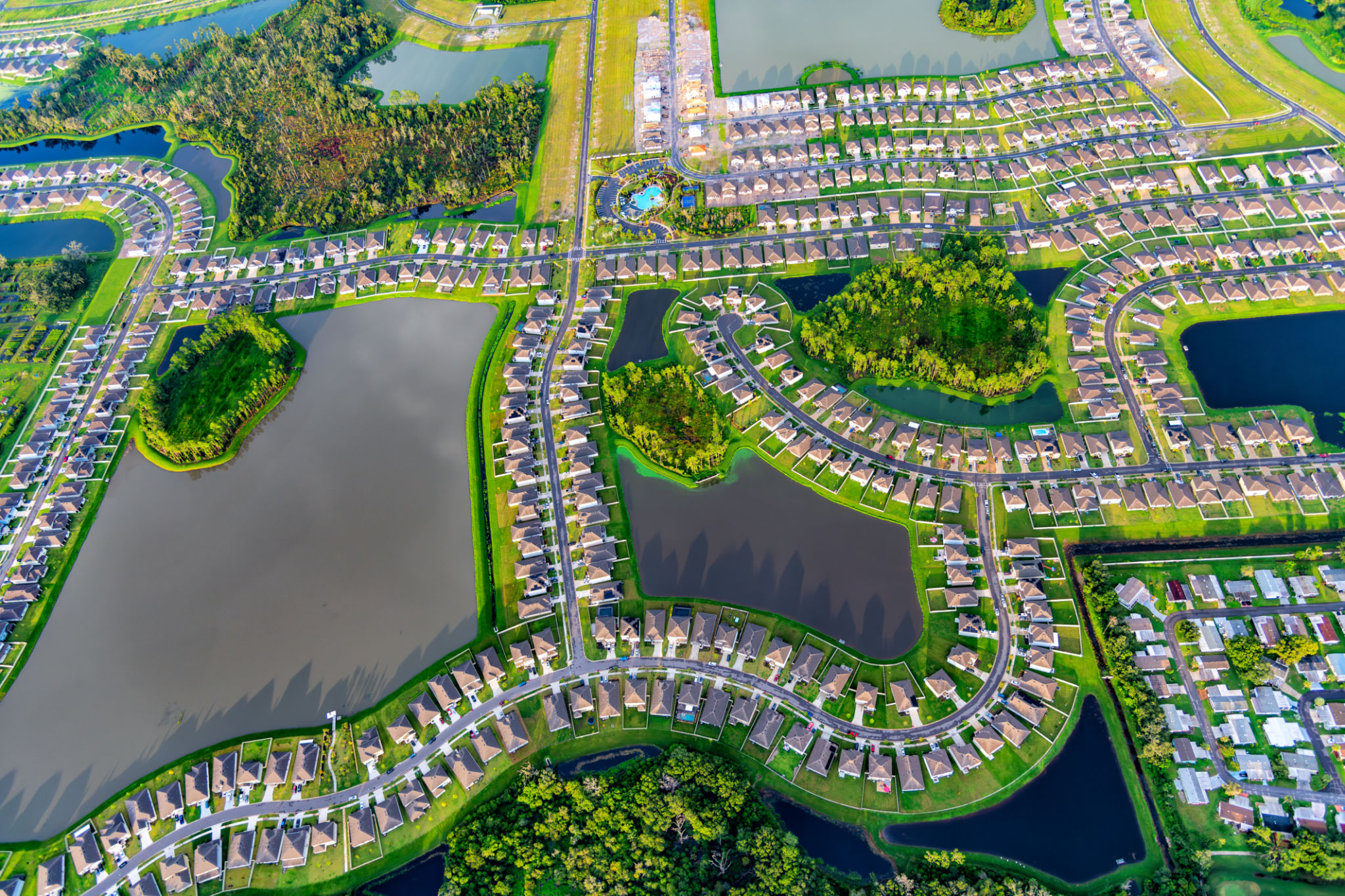 Aerial view of Port Saint Lucie Florida luxury waterfront homes